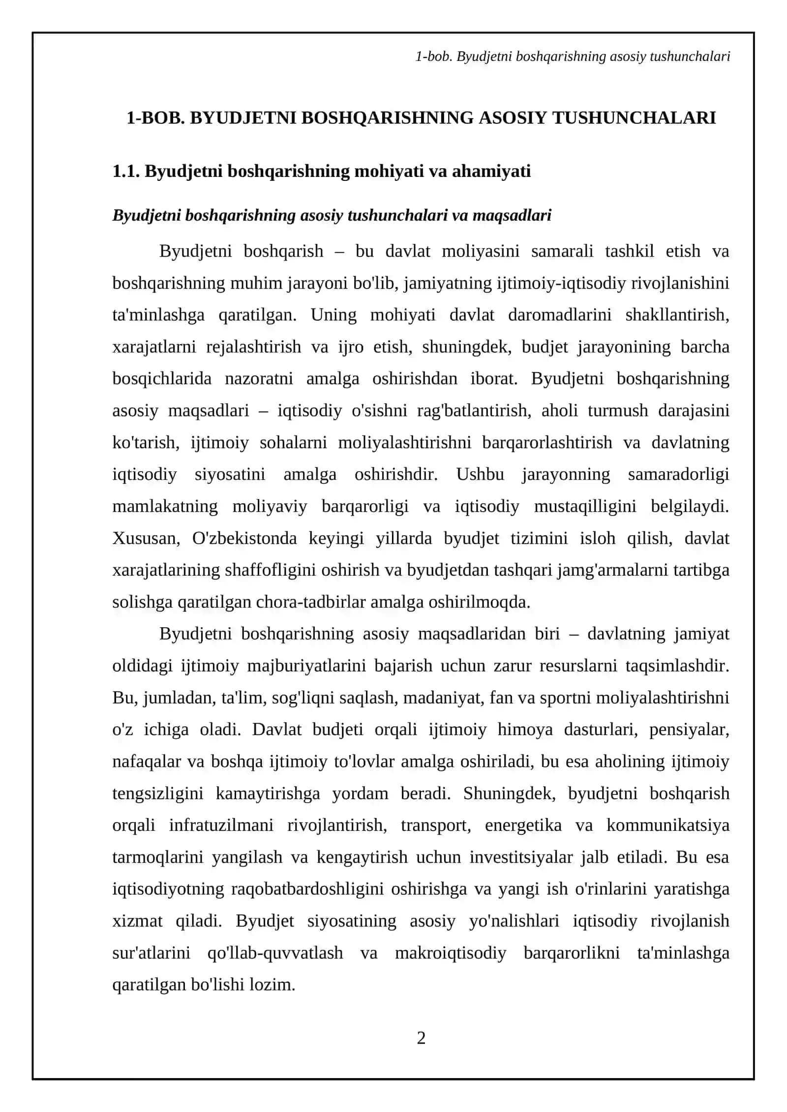 Byudjetni boshqarish ob’ektlari va sub’ektlari, ularning vazifalari 4