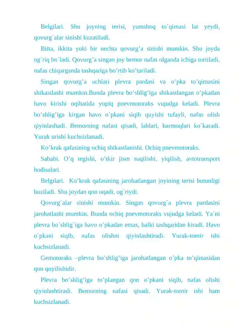 Ko‘Krak Qafasi Va Qorin A’zolarini Jangovor Shikastlari Tibbiy Yordam Ko‘Rsatish 4