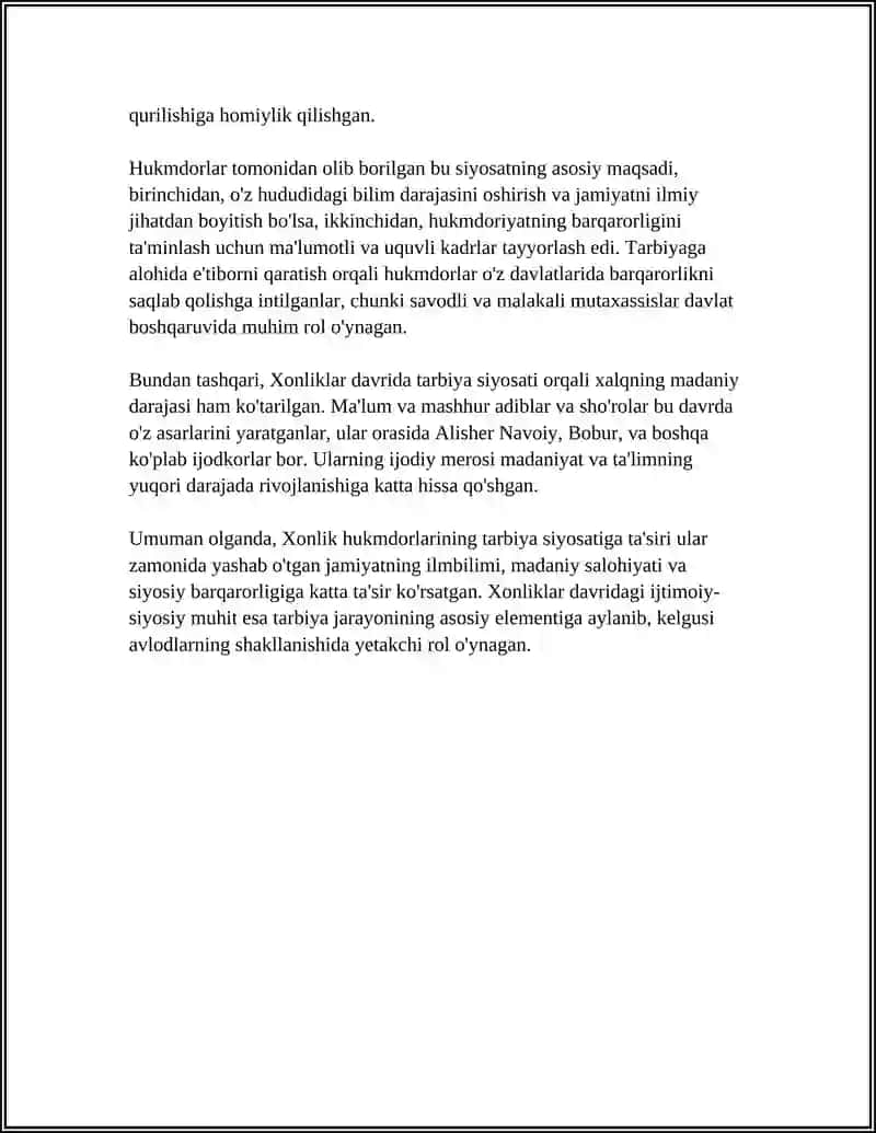 Xonliklar Davridagi Ijtimoiy-Siyosiy Muhitning Tarbiyaga Ta'siri 4