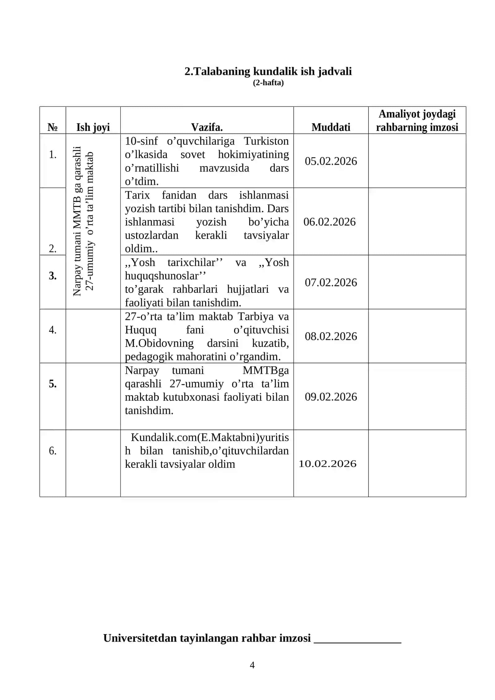 TALABANING PEDAGOGIK AMALIYOT KUNDALIGI 4