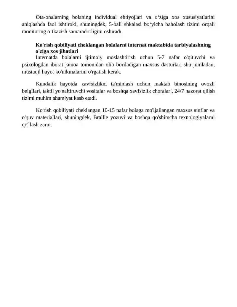 Zaif ko'ruvchi bolalar maktab internatida ta'lim tarbiya jaayoni 4