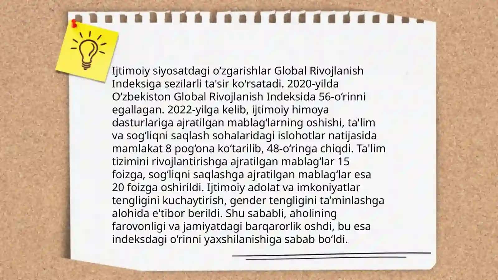Yangi Oʻzbekistonda ijtimoi-siyosiy, iqtisodiy va madaniy hayotida roʻy berayotgan oʻzgarishlarning xalqaro reyting va indekslarda aks etishi 4