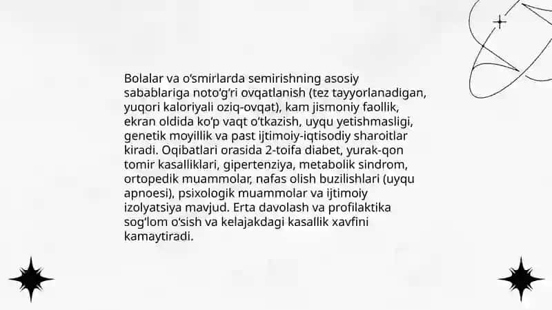 Semirish (obezite) — 21-asrning jahon sog‘liq muammosi 4