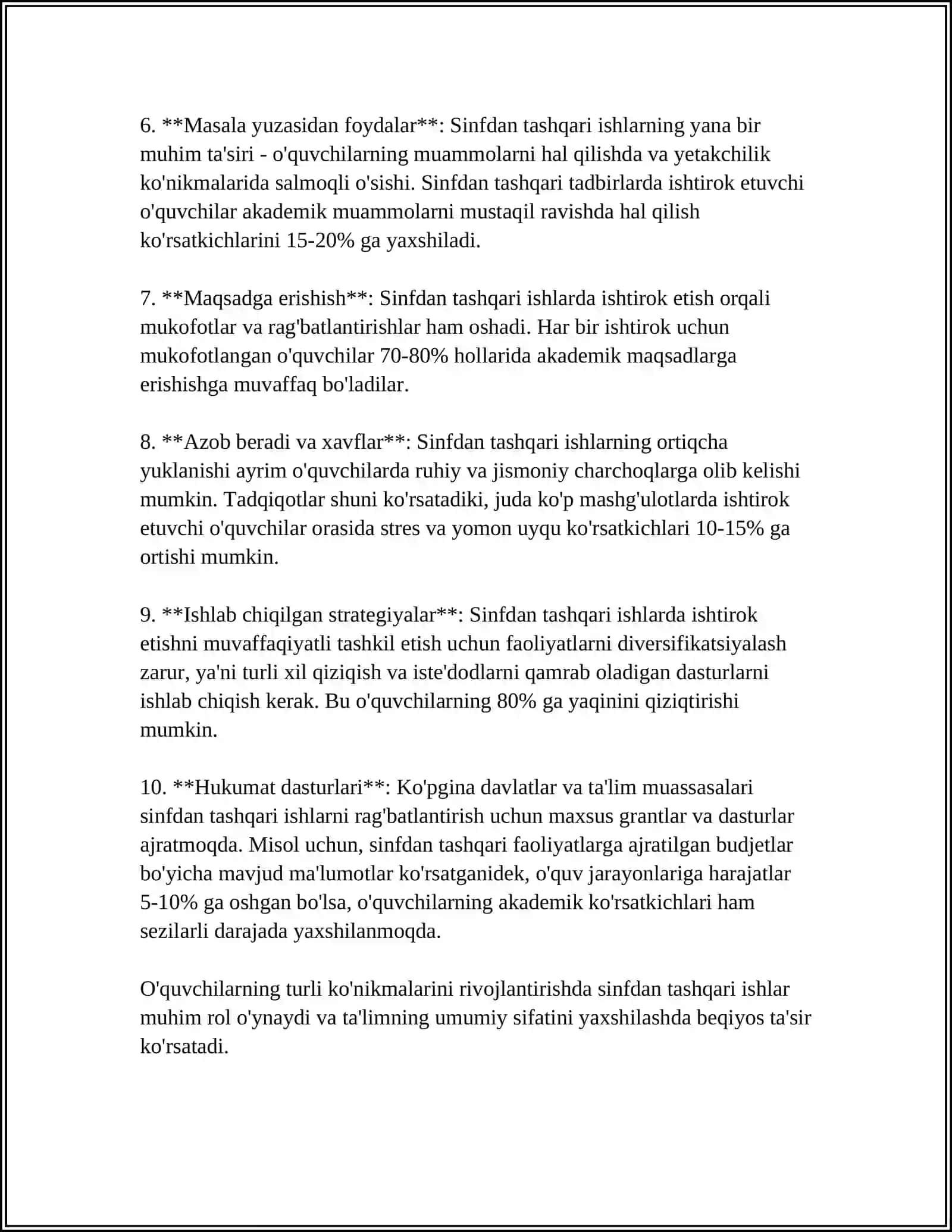 TAʼLIM SIFATINI OSHIRISHDA SINFDN TASHQARI ISHLAR AHMIYATI 4