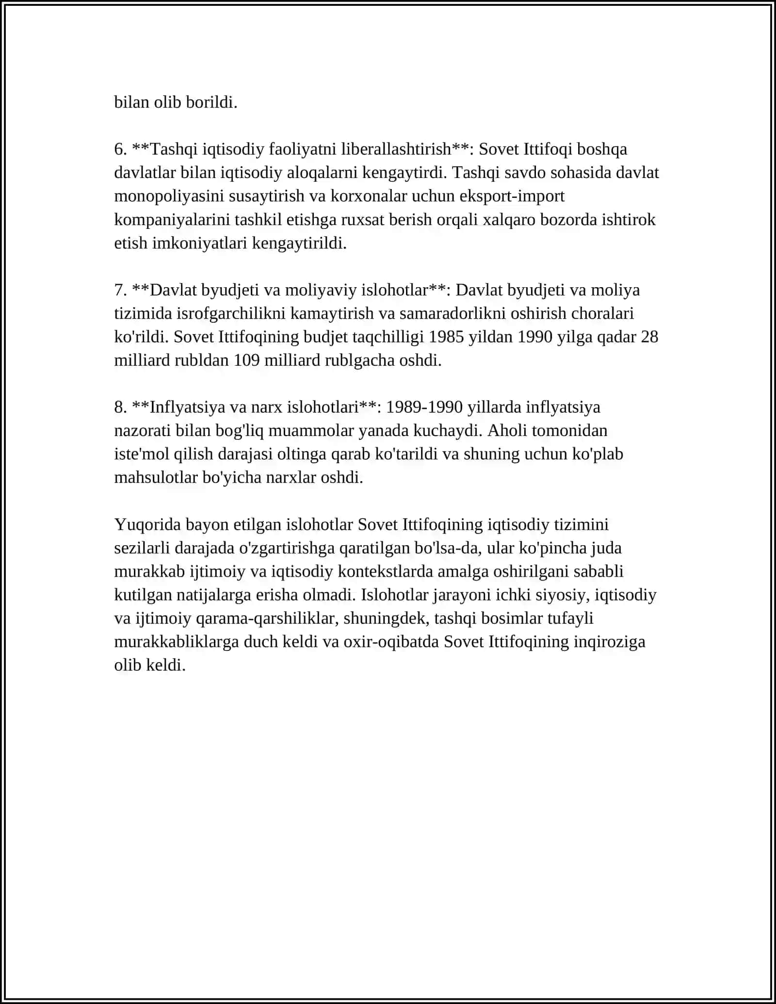 MUSTAQIL ISH Mavzu: QAYTA QURISH YILLARIDA OʻZBEKISTONDAGI IJTIMOIY SIYOSIY VAZIYAT 4
