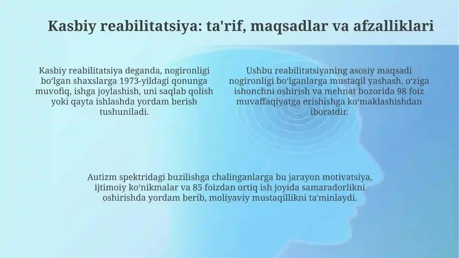 Autizm spektori buzilishi va kasbiy reabilitatsiya imkoniyatlari 4