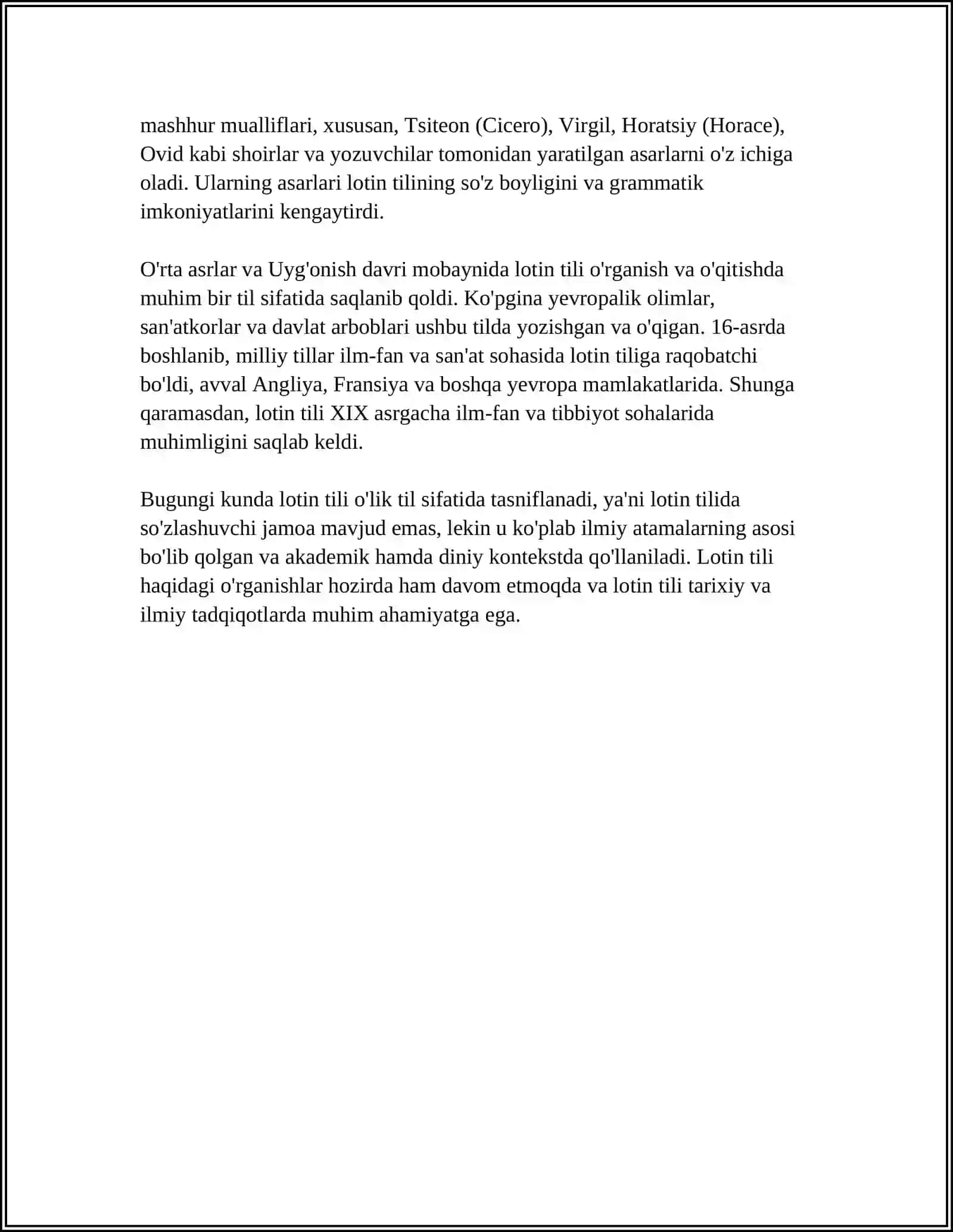 LOTIN TILI TARIXI, RIVOJLANISHI VA TIBBIYOTDAGI AHAMIYATI. LOTIN TILINI OʻRGANISH QOIDALARI 4