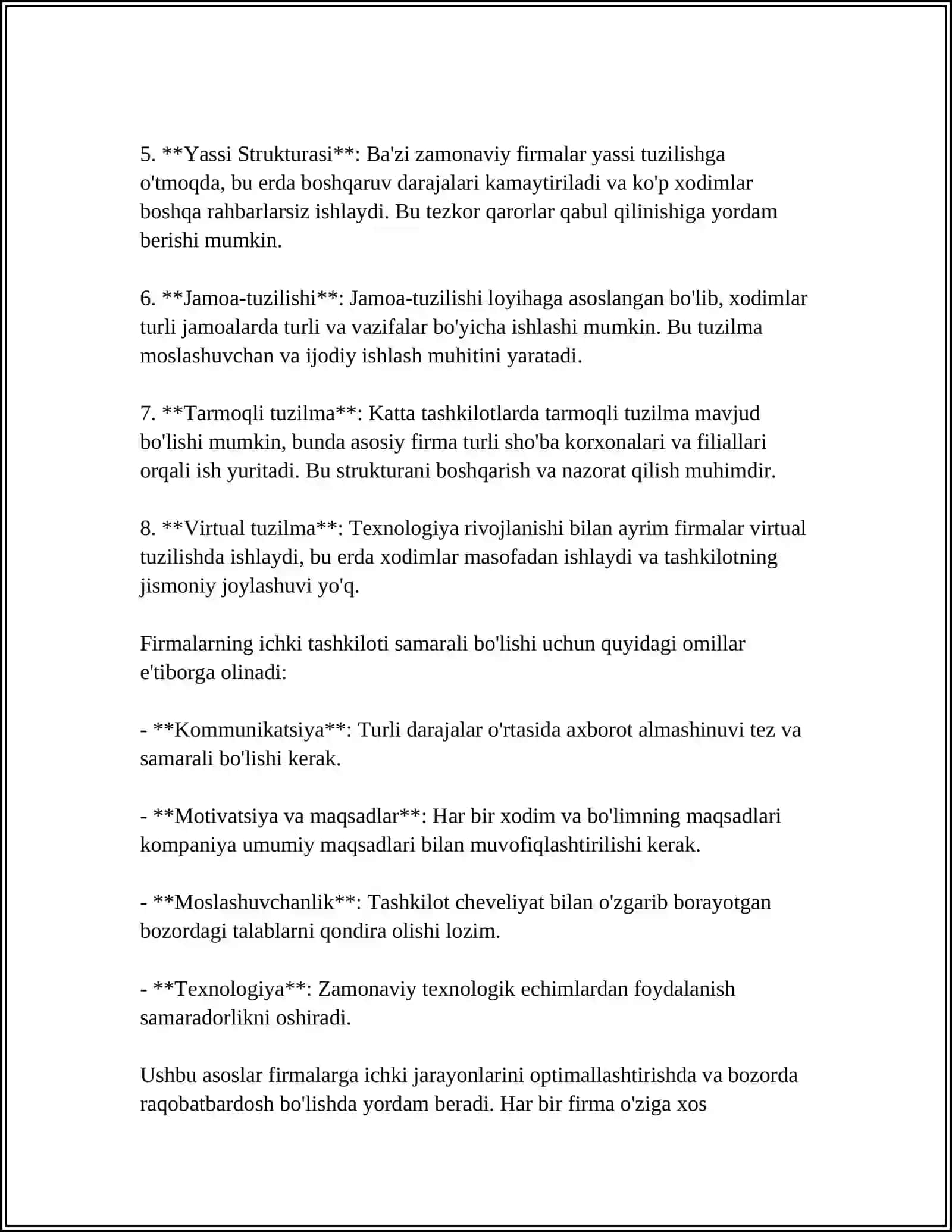 FERMANING ICHKI TUZULISHI HAMDA FIRMALAR TIPOLGIYASI VA ULARNING RIVOJLANISH TRAEKTORIYASI 4