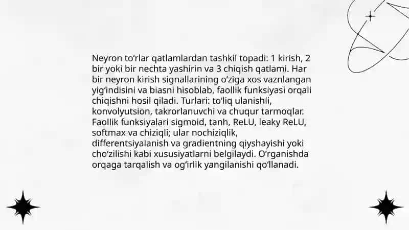 Evolyusion dasturlash. Neyron to'rlar va genetik algoritmlar 4