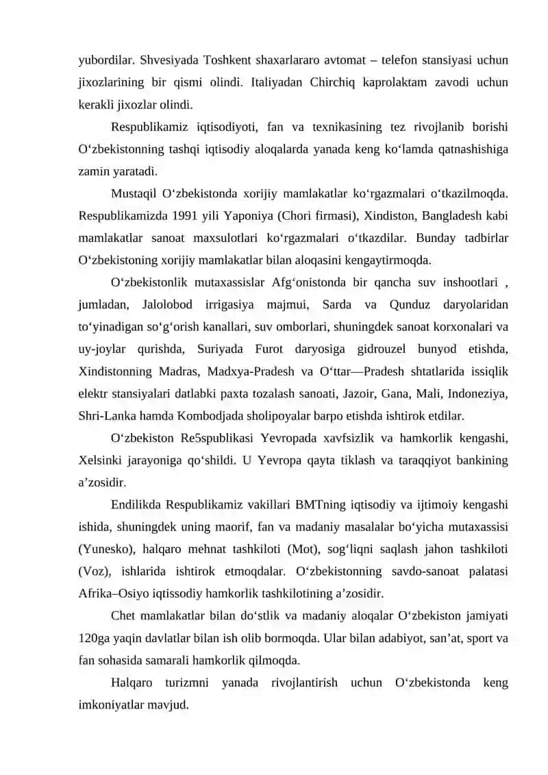 O‘zbekistonning tashqi iqtisodiy aloqalari 4