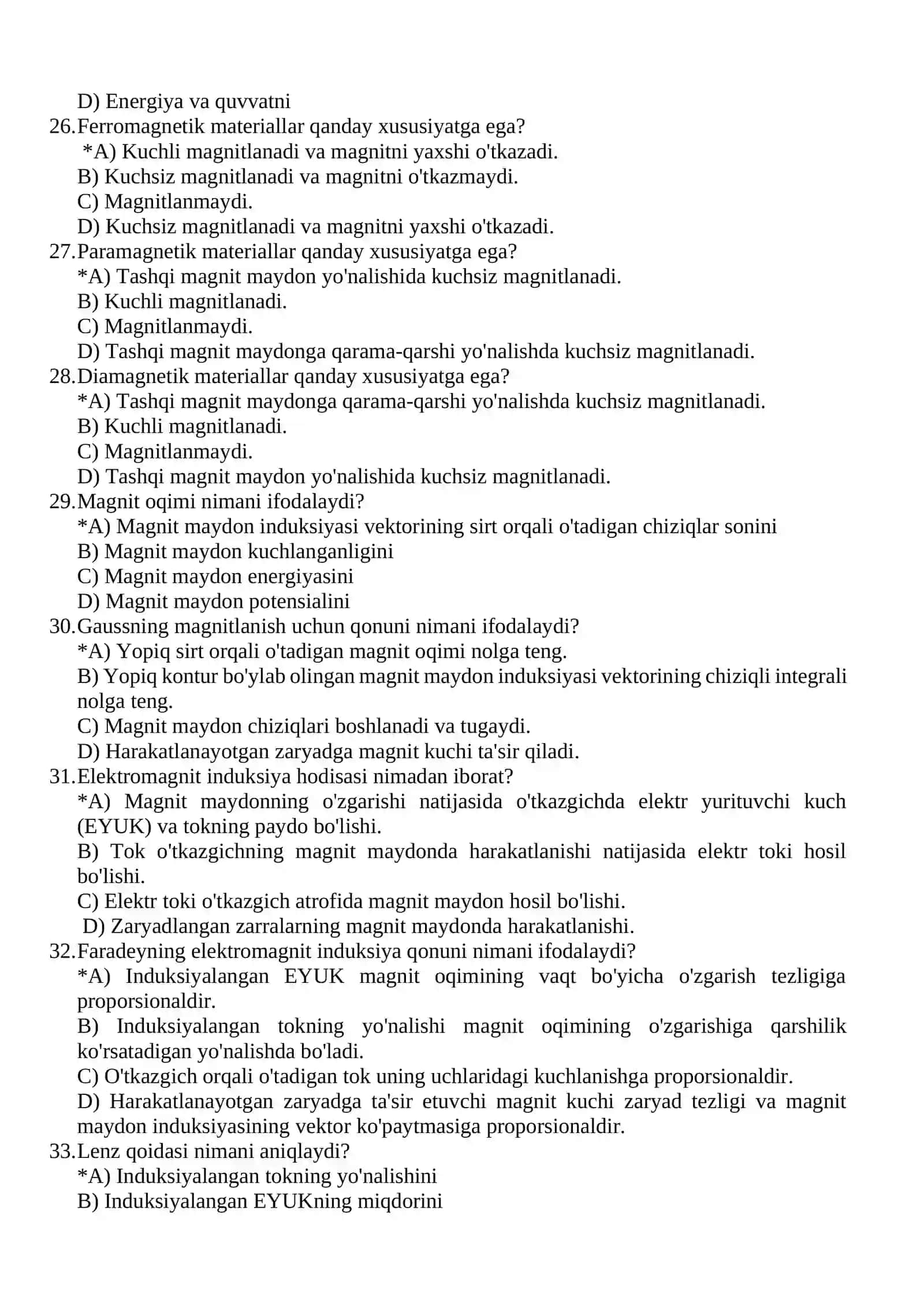 UMUMIY FIZIKA TESTLAR BAZASI 4