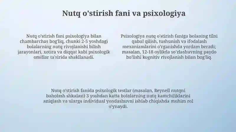 Bolalar nutqini o'stirish fanining boshqa fanlar bilan aloqasi haqida ma'lumot 4