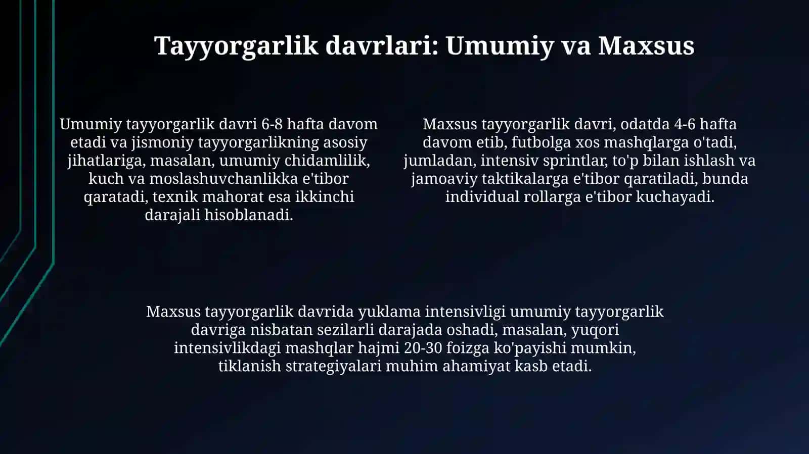 Futbolda mashg'ulot davrlari 4