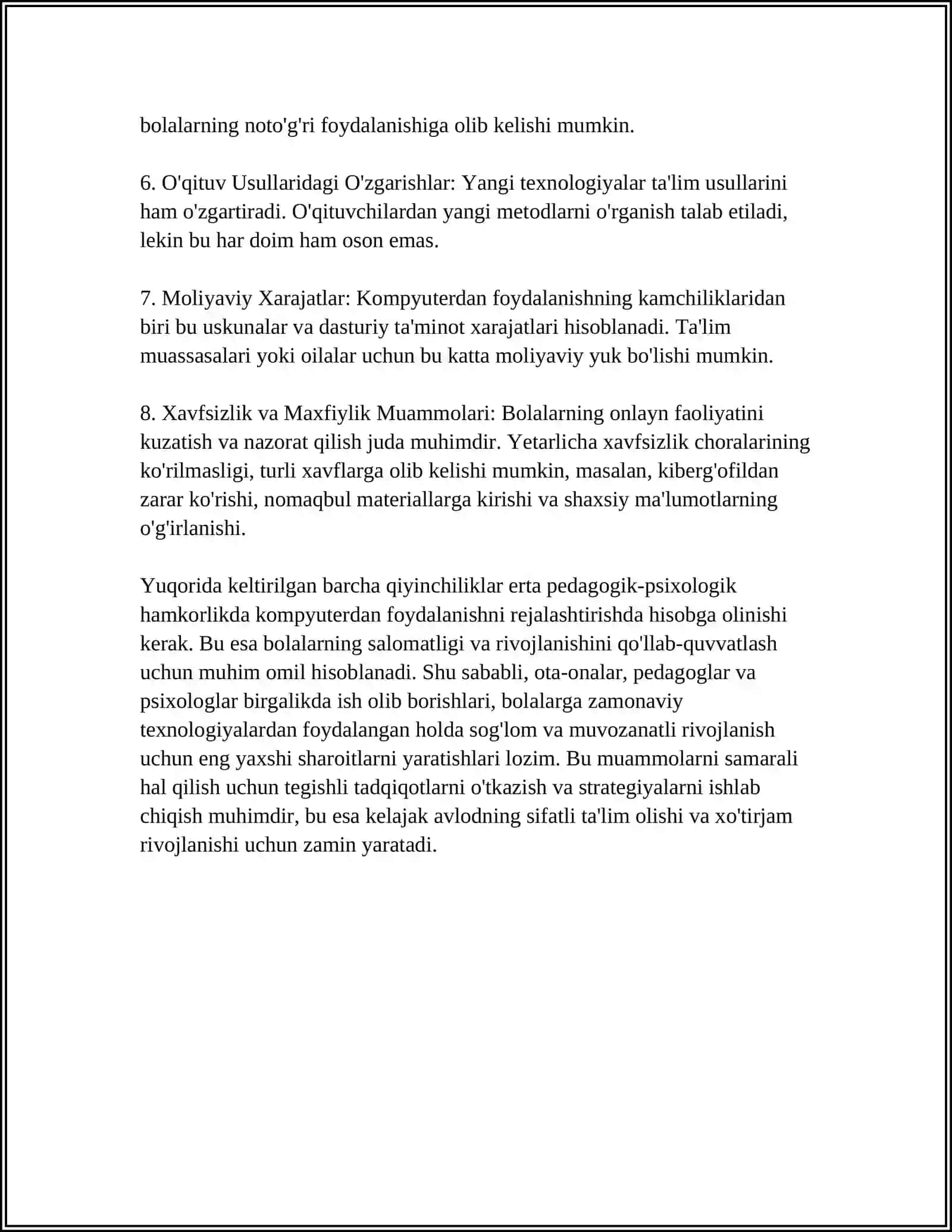 ERTA PEDAGOGIK-Psixologik Hamkorlikda Kompyuterdan Foydalanishning Qiyinchiliklari 4