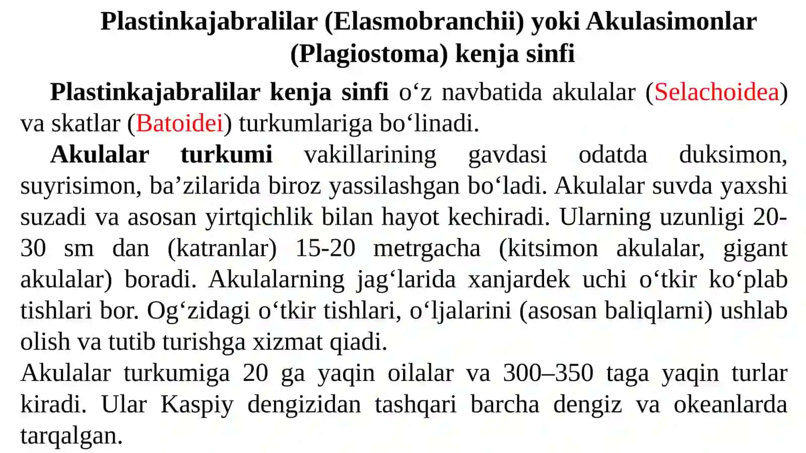 BALIQLAR (PISCES) KATTA SINFINING UMUMIY TAVSIFI VA SISTEMATIKASI 4