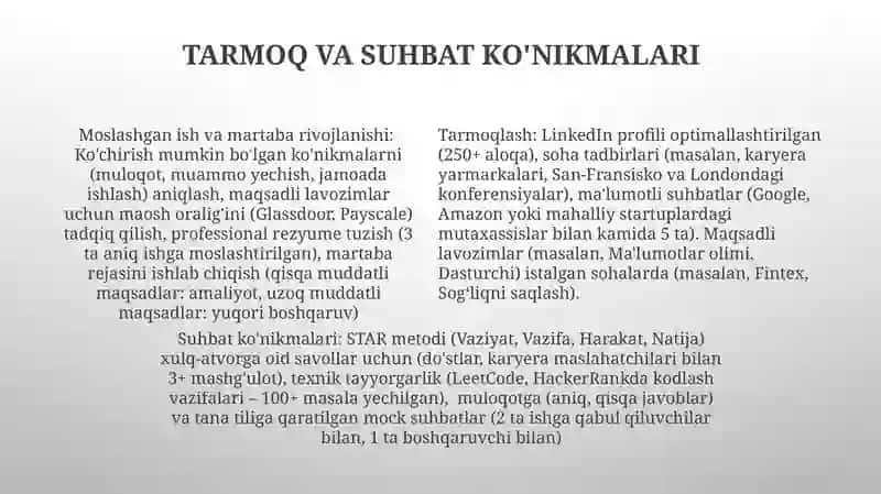 Munosib ish oʻrin egallash va kasbiy rivojlanish 4