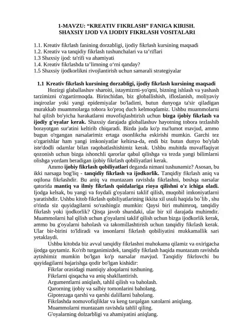 KREATIV FIKRLASH Ushbu uslubiy ko’rsatma 4