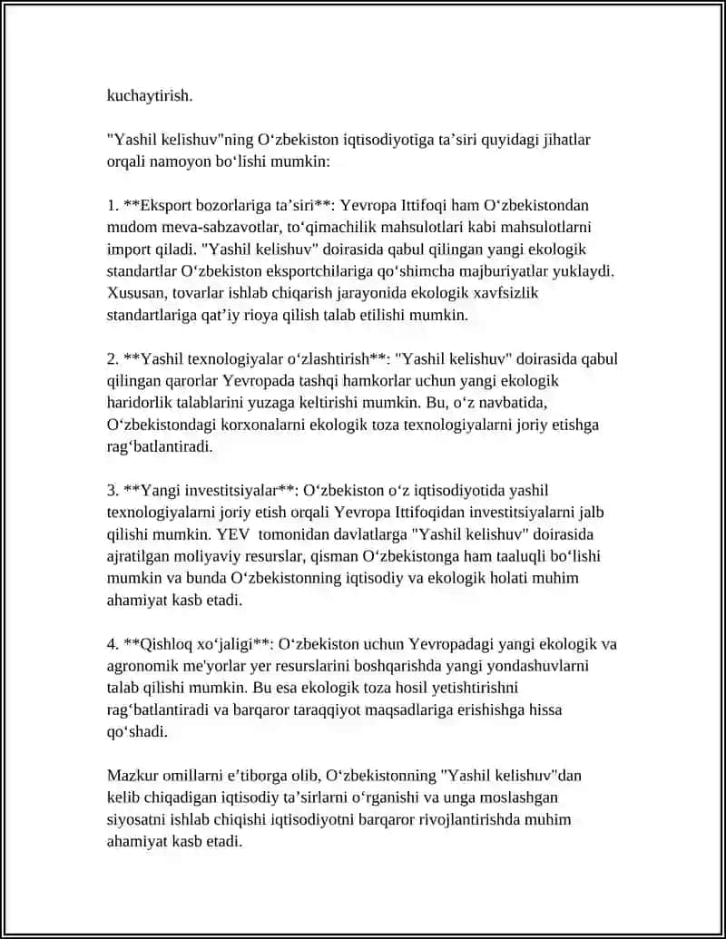 Yevropa Ittifoqi Yashil Energetika Siyosati va O‘zbekistonda Foydalanish 4