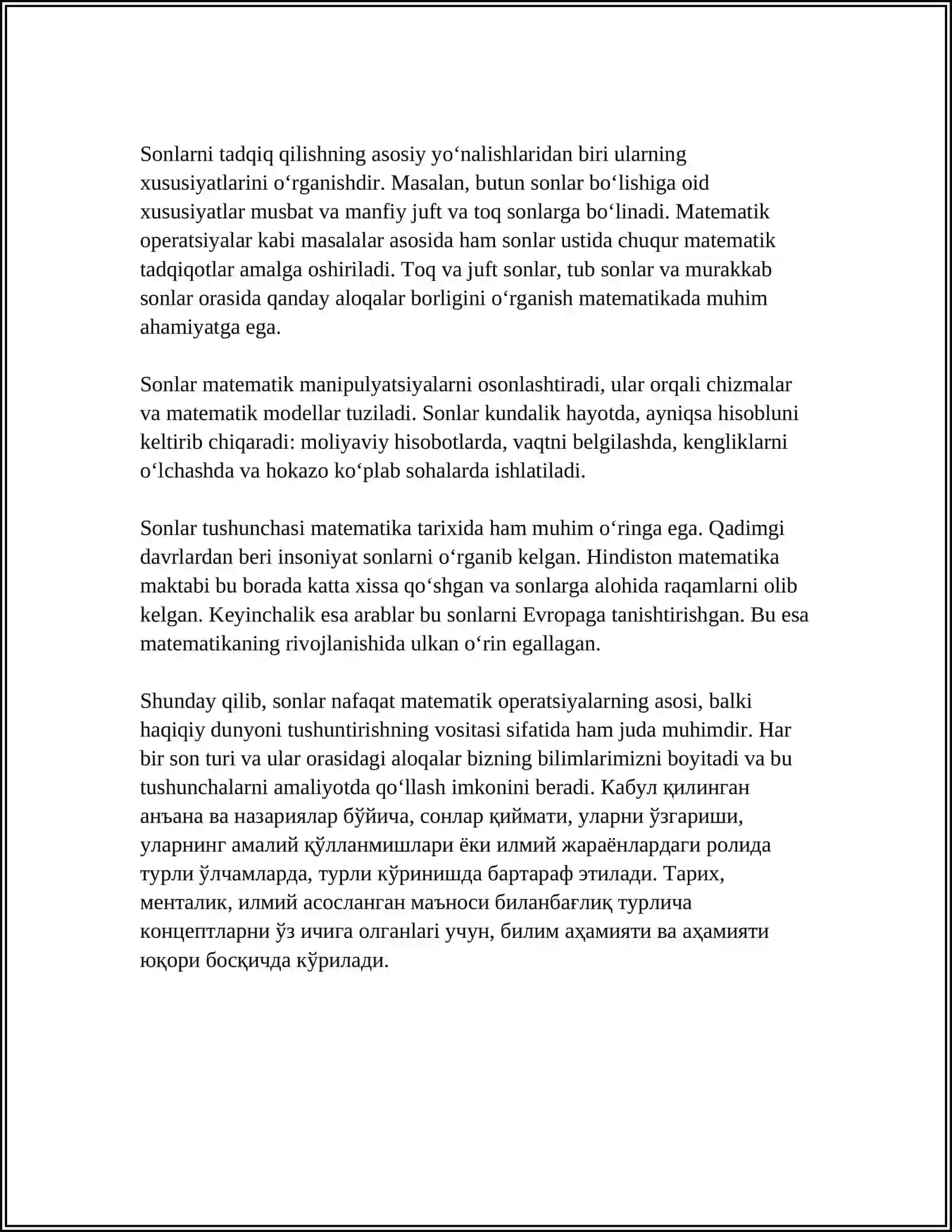 SANAGICH TUSHUNCHASI TURLI BELGILARI BOʼYICHA KLASFIKATSIYA 4