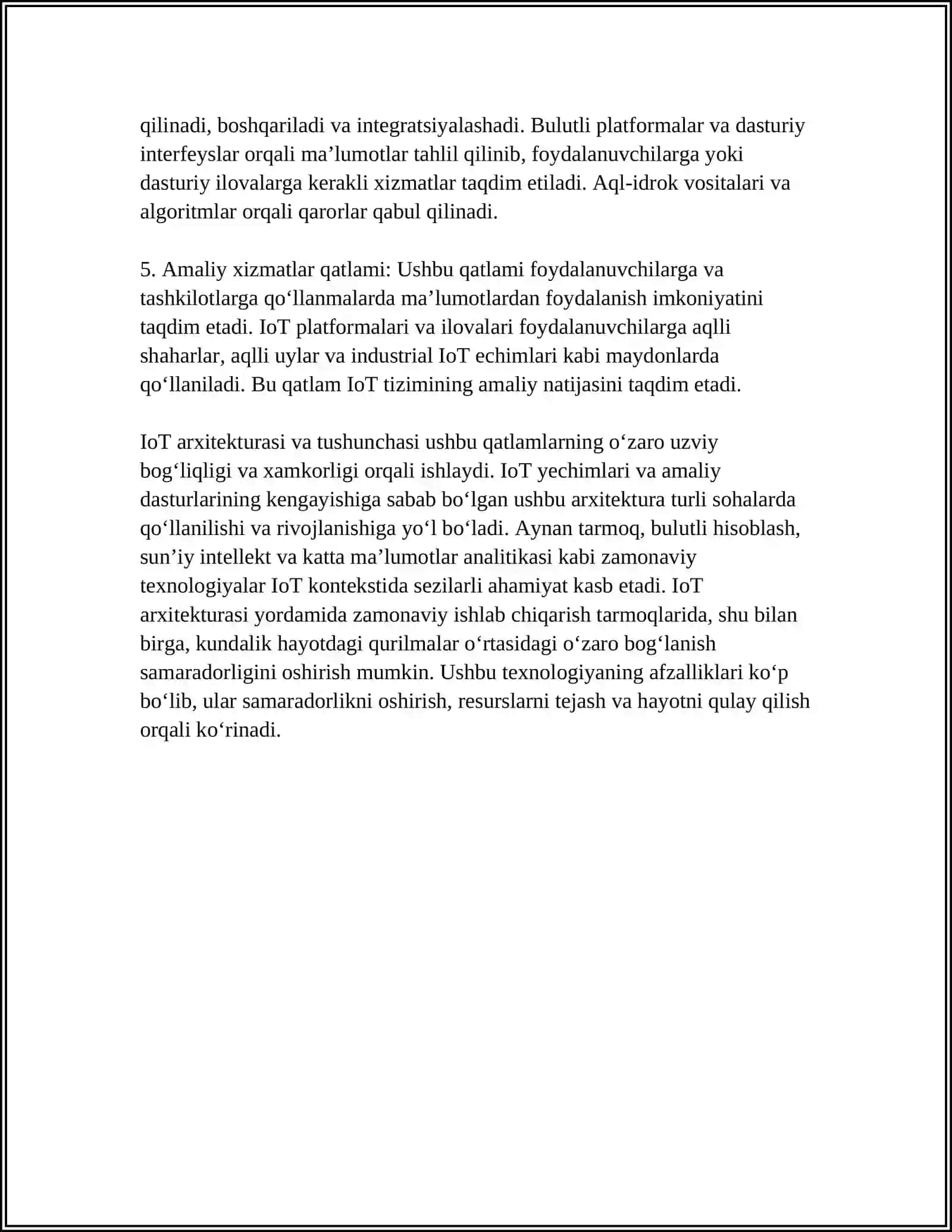INTERNET NARSALAR (IOT) TEXNOLOGIYASI VA QO’LLANILISHI 4