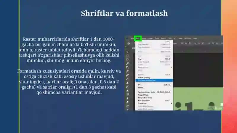Rastrli grafik muharrirda matn va konturlar bilan ishlash 4