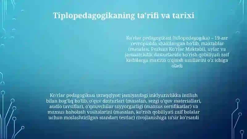 Ko'rlar pedagogikasi 4