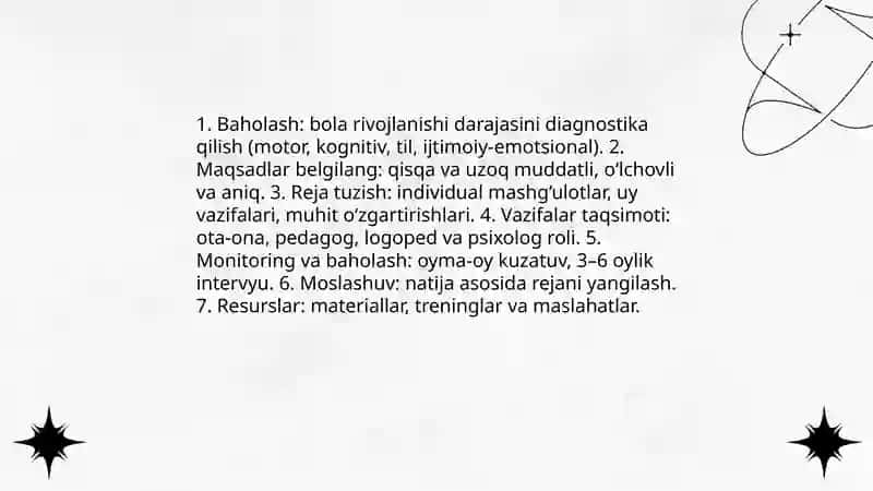 Bola rivojlanishining go’daklik, ilk yosh va maktabgacha davrlarida oilada tarbiyalashda ota-onalar va mutaxasislarning hamkorligining asosiy yo’nalishlari 4