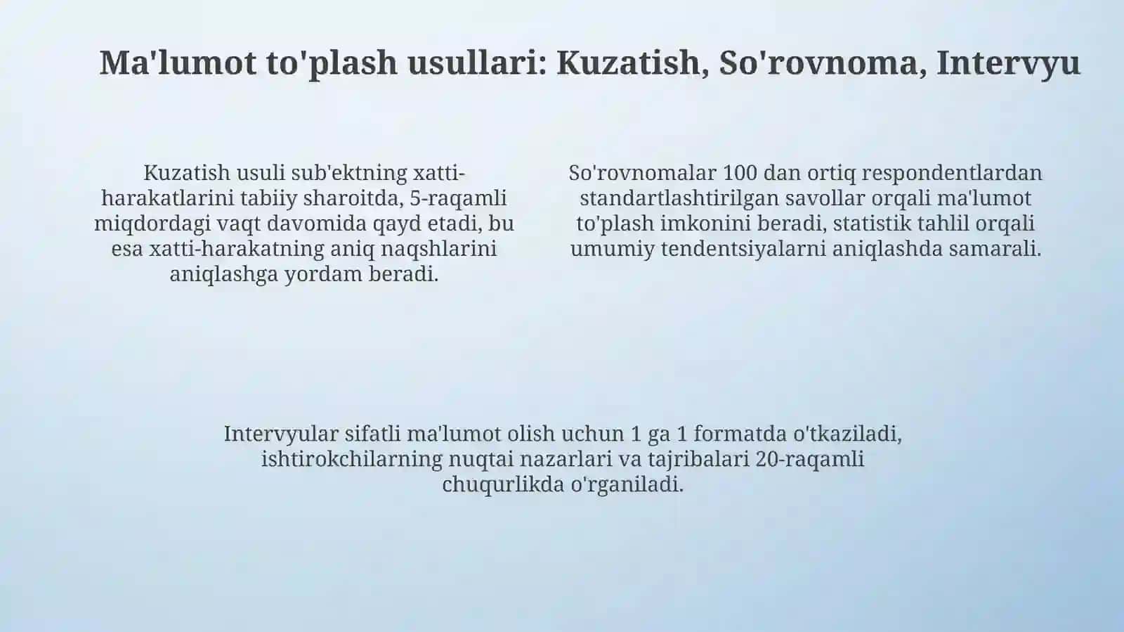 Psixologik ma'lumotlar turlari va ularni yig'ish usullari 4