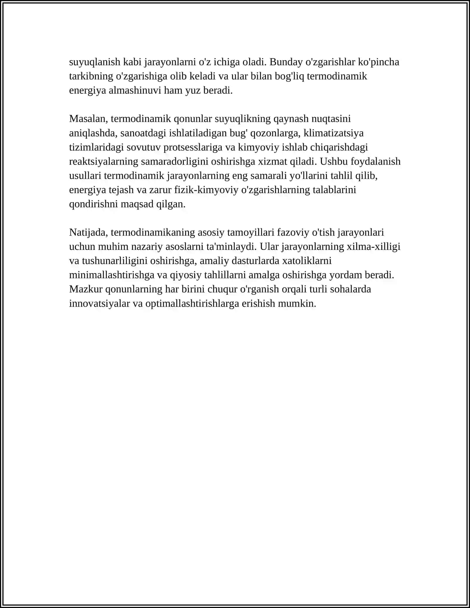 TERMODINAMIK QONUNLARINI FAZOVIY OʻTISH JARAYONLARIGA QOʻLLASH 4