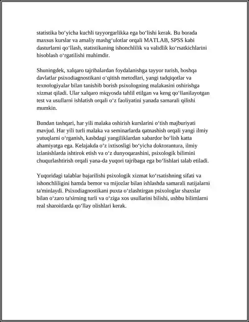 Oliy psixologik ta'lim va maxsus psixodiagnostika kurslari 4
