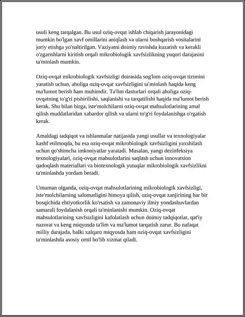 OZIQ-OVQAT MAHSULOTLARINING ZARARSIZLIGI 4