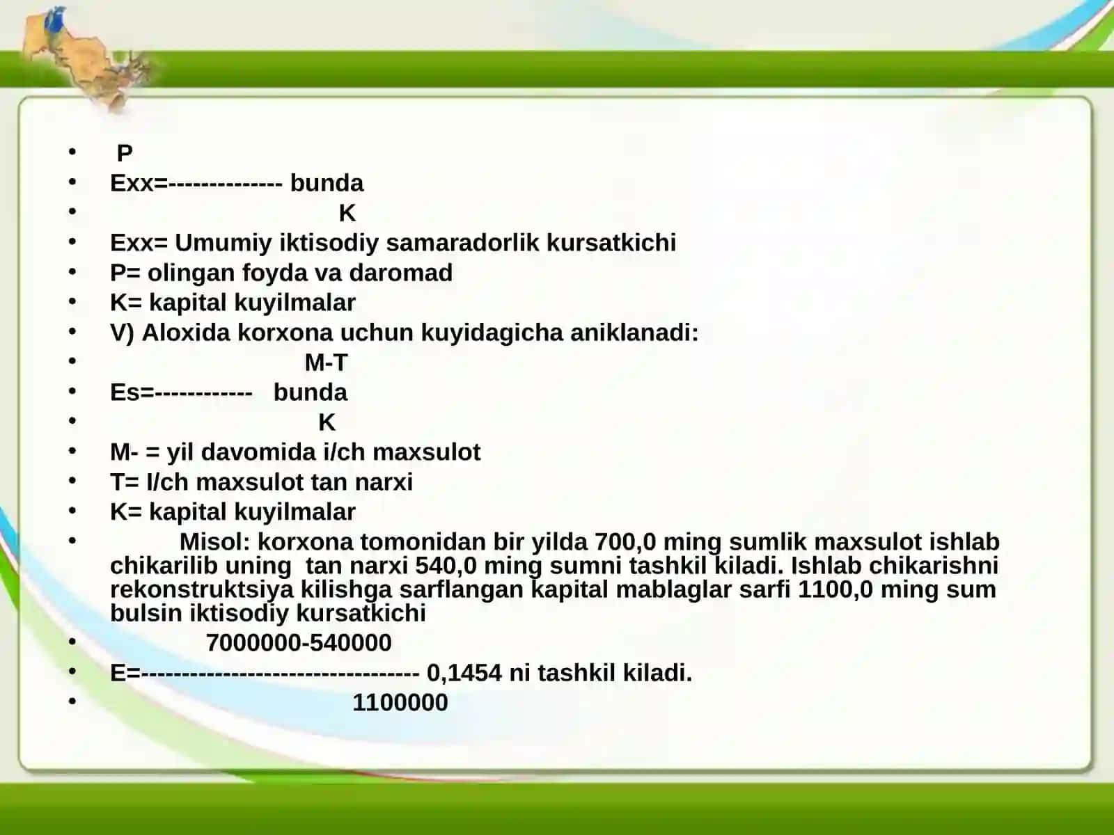 Xorijiy investiyalar iqtisodiy samaradorligini aniqlash 4