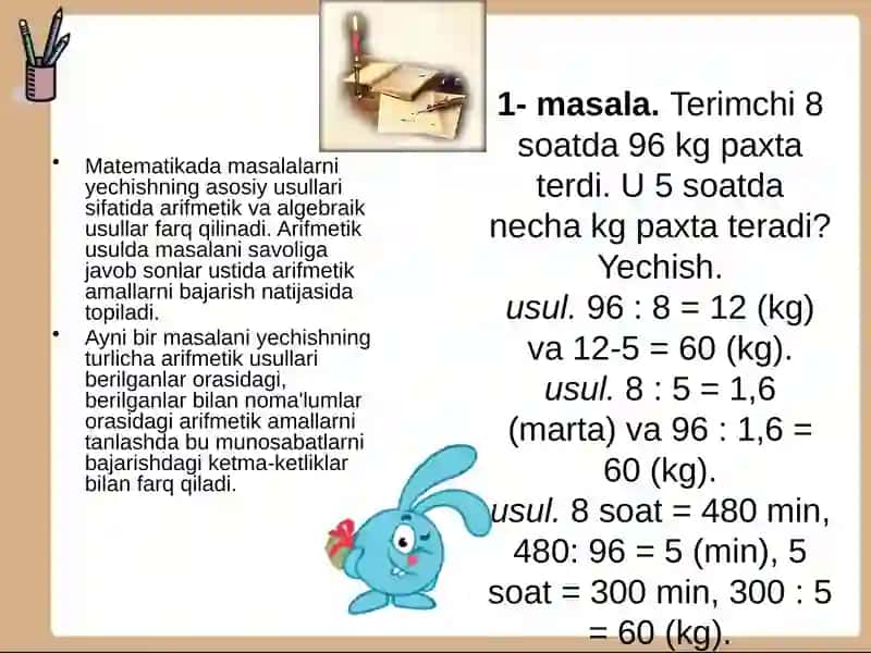 Arifmetik masalalar yechishga o‘rgatish metodikasi 4