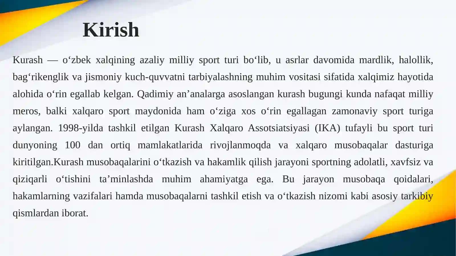 Kurash turi bo‘yicha hakamlik qilish qoidalari, hakamlarning vazifalari, musobaqalar 4
