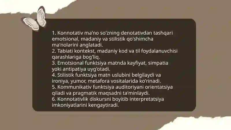 Sõzlarning matn tarkibidagi denotativ va konnotativ ma'nolari 4
