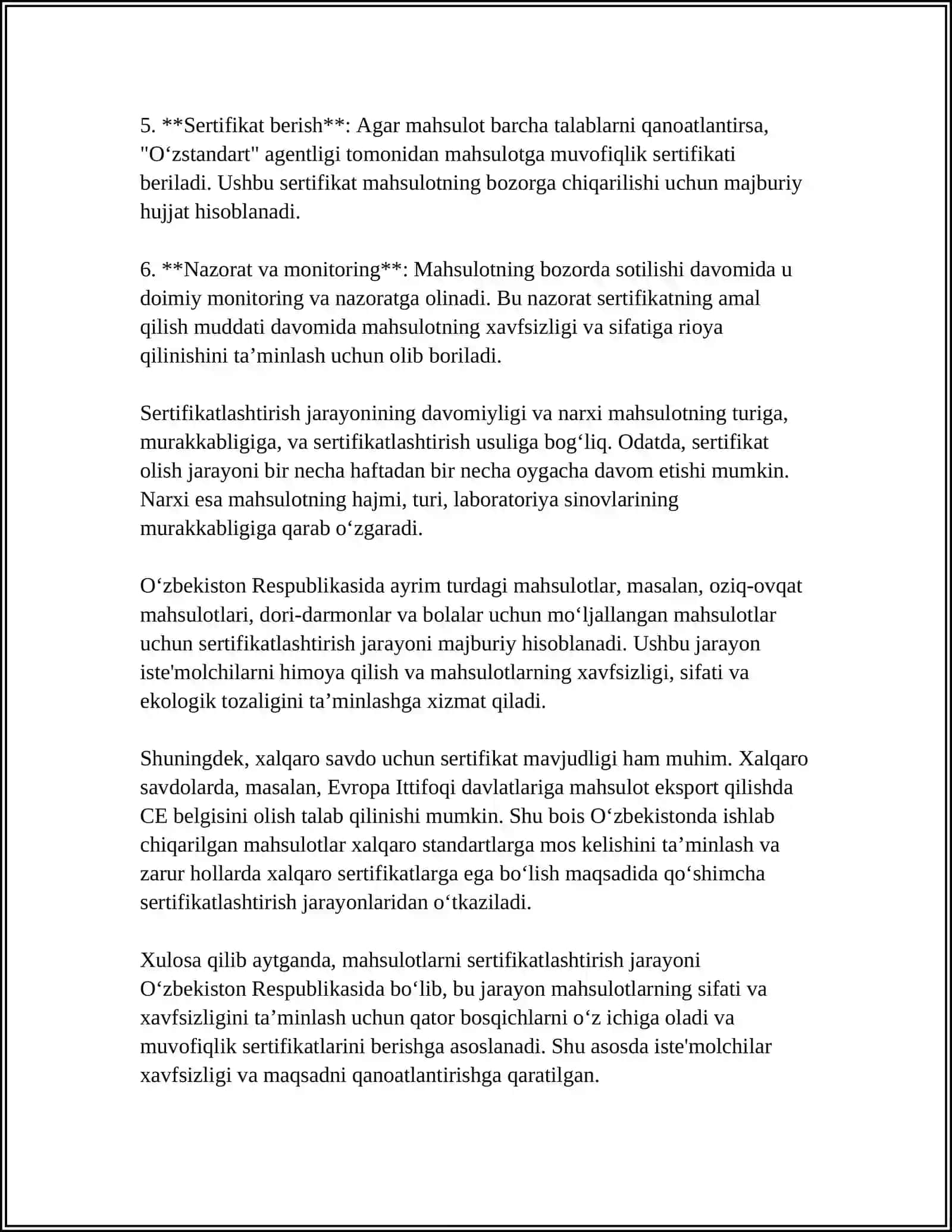 MAXSULOTLARNI SERTIFIKATLASHTIRISH TARTIBI 4