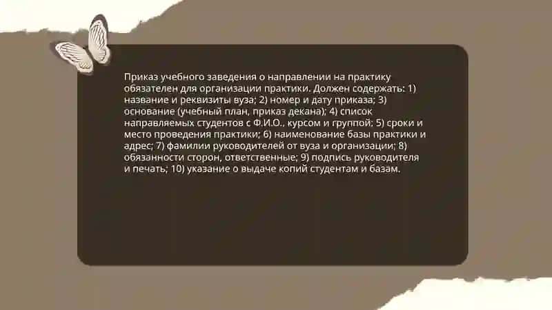Основной перечень документов для прохождения учебных практик 4