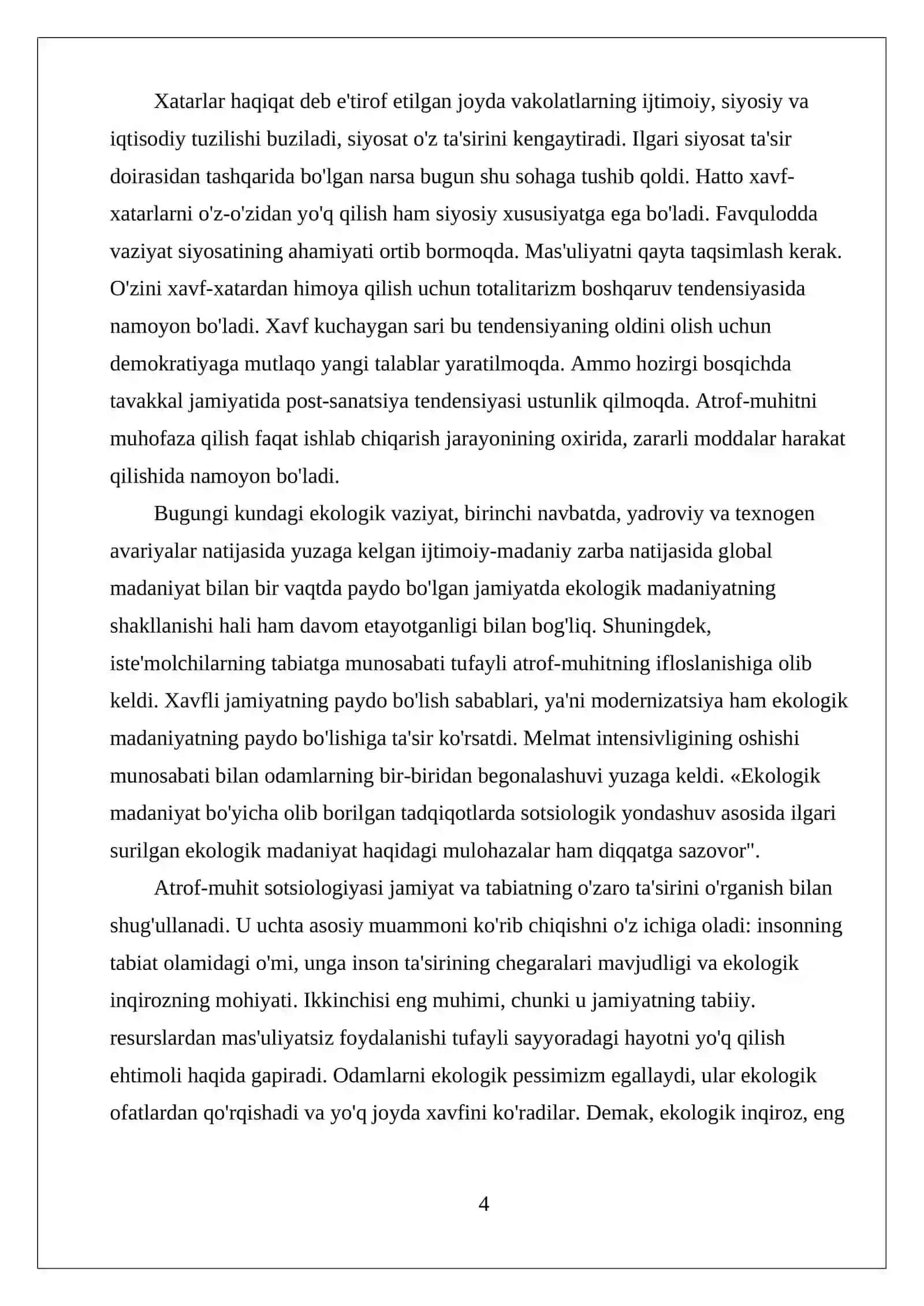 Ekologik monitoringda xavf-xatarlarni baholash va boshqarish 4