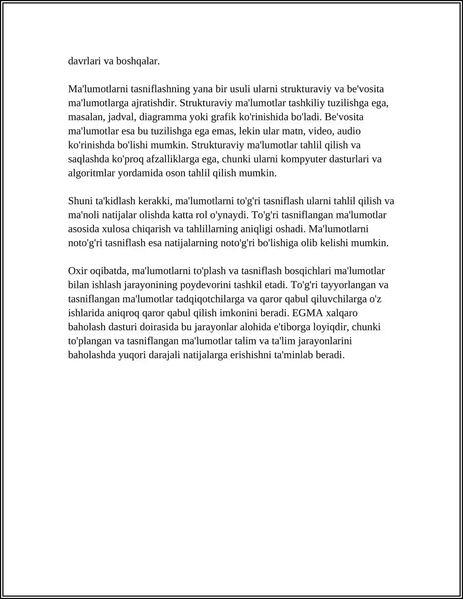 EGMA XALQARO BAXOLASH DASTURIDA "MA'LUMOT VA NOANIQLIK" MAZMUN SOXASIGA OID TOPSHIRIQLAR 4