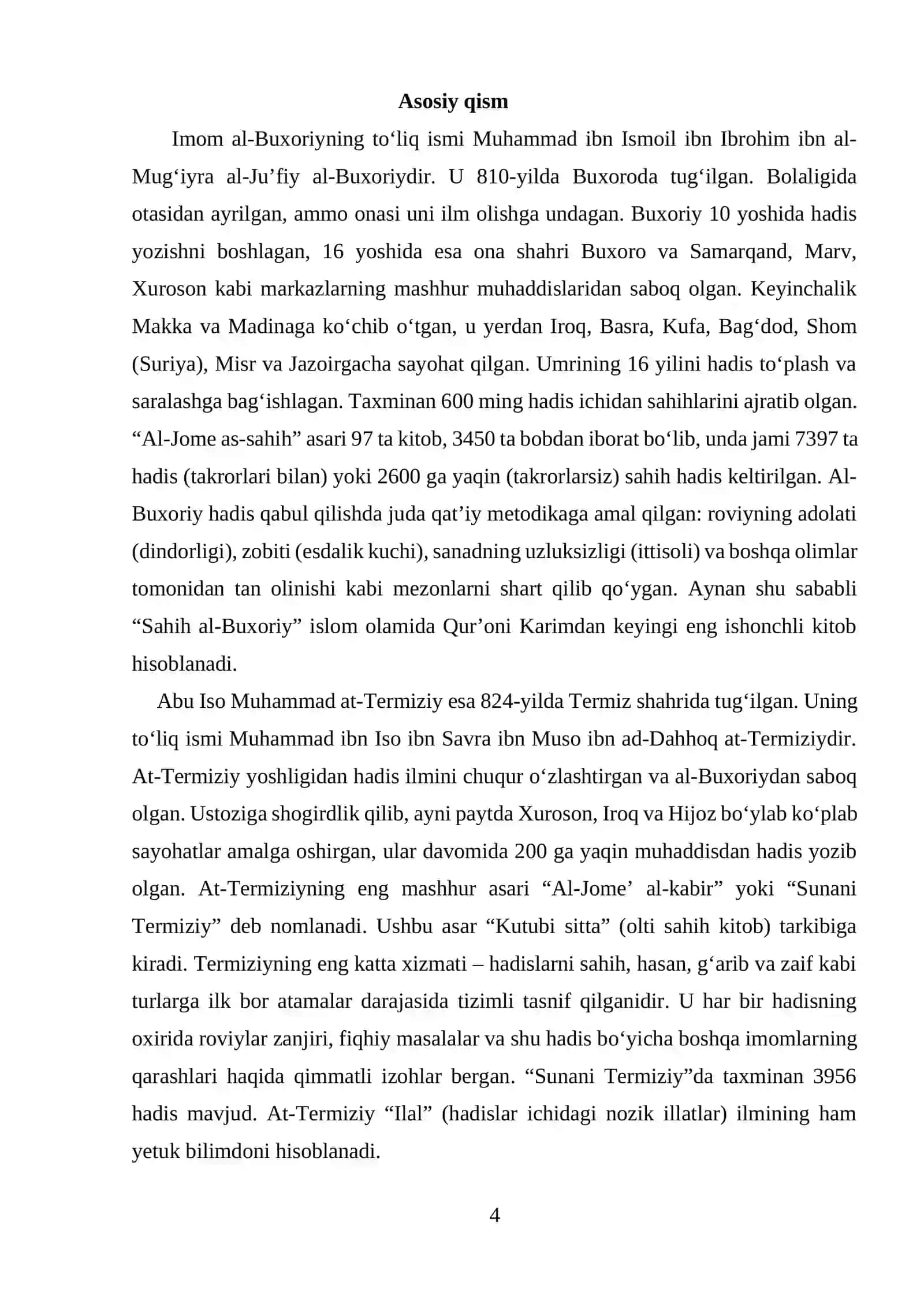 Imom al-Buxoriy va Muhammad at-Termiziylarning ilmiy meroslari 4