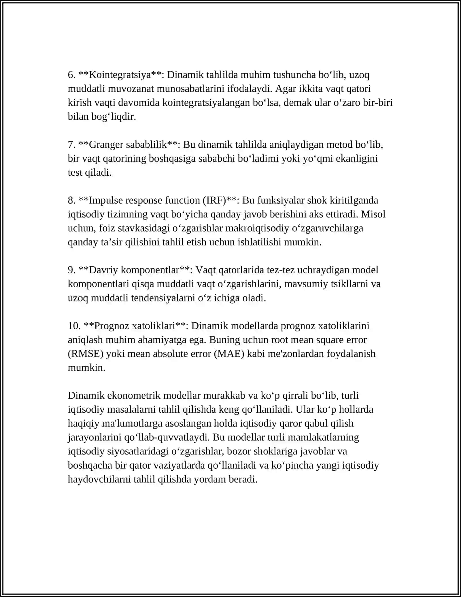DINAMIK EKONOMETRIK MODELLARDAN FOYDALANISH 4