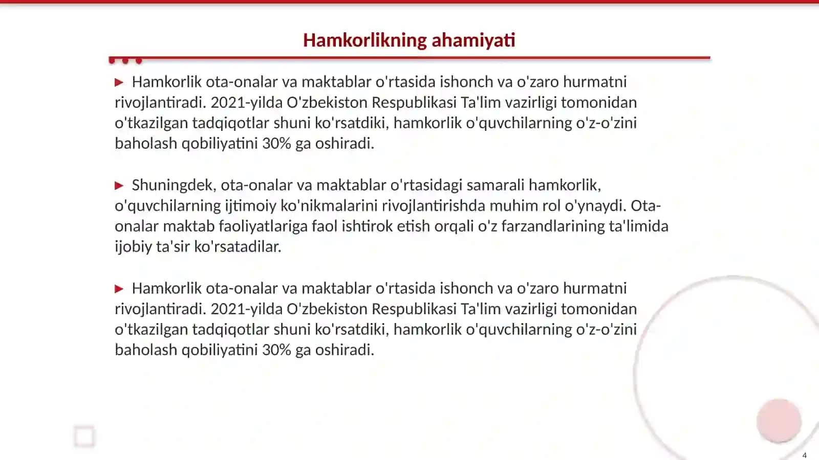 Shifoxonalardagi maktablarda ota-onalar bilan hamkorlik 4