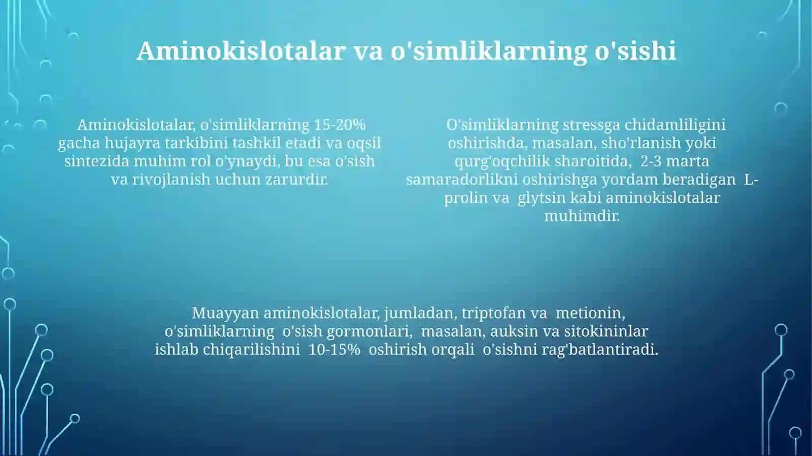 Aminokislotalarningahamiyatio'g'itsifatidafoydalaniladiganAminokislotalar 4