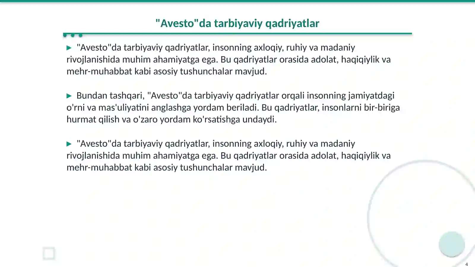 "Avesto"da ta'lim-tarbiyaga oid fikrlar 4