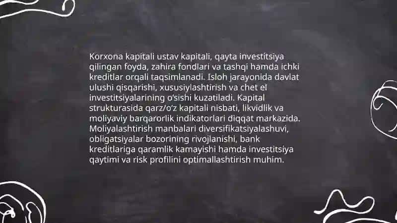 Iqtisodiyotni isloh qilish sharoitida xo‘jalik yurituvchi sub’ektlar moliyaviy resurslari va kapitali 4
