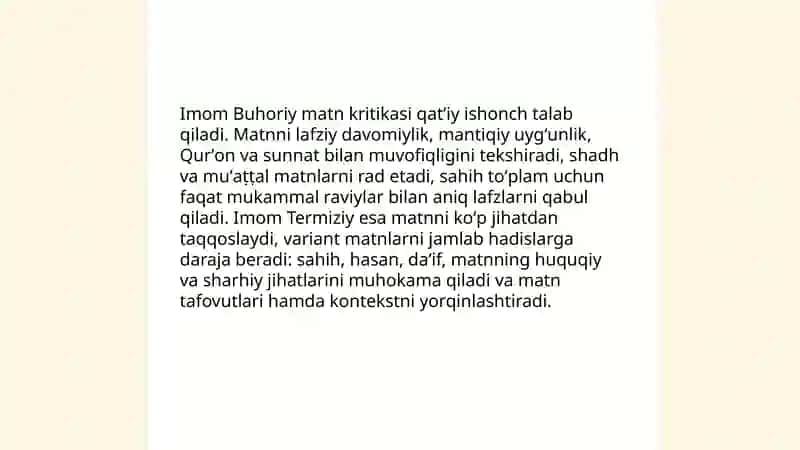 Imom Buhoriy va Imom Termiziyning hadis ilmiga qo’shgan hissalarini qiyosiy tahlili 4