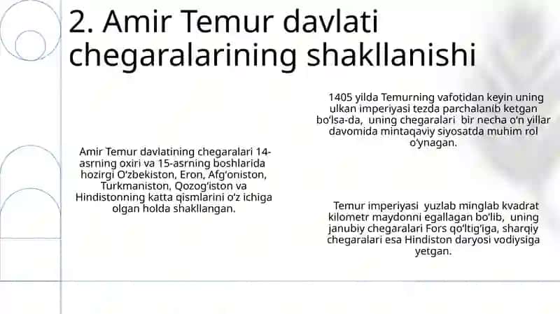 Amir Temurning davlati chegaralarini mustahkamlanishi 4