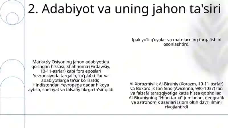 Markaziy Osiyo mutaffakirlarining jaxon ilm-faniga qo'shgan xissalari 4