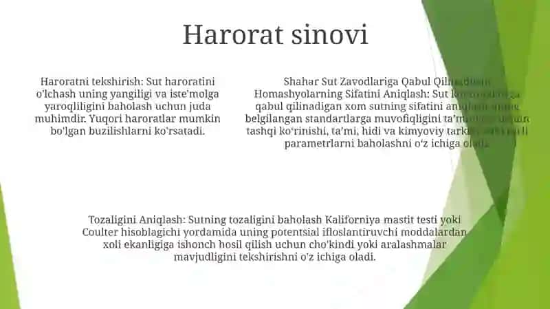 Sutning Sifatini Aniqlash Metodlarini OʻRganish 4