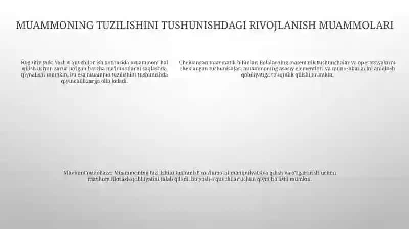 Bolalarning Arifmetik Masalalarni Tushunishining OʻZiga Xos Xususiyatlari 4